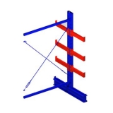 雙面懸臂副架，1500*1600*2500，400kg/層，4層，懸臂長700mm，含底座，